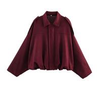 Bomber da donna in finta pelle scamosciata, oversize, in pelle, a maniche lunghe, casual, streetwear, capispalla per primavera, autunno, Rd1., S
