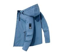 Bomber da uomo con cappuccio giacca a vento cappotto autunno Outwear, Blu, M
