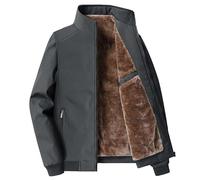 Bomber da uomo foderato in pile con colletto alla coreana con cerniera cappotto termico invernale imbottito sfocato casual elegante capispalla, Pile grigio, 5XL