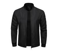 Bomber da uomo tinta unita classica giacca da aviatore per attività all'aria aperta, multifunzionale, per autunno e inverno, da montagna, da uomo, comoda giacca per il tempo libero, Nero , 5XL