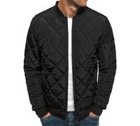 Bomber da uomo trapuntato a rombi autunno inverno a coste Varsity cappotto leggero, Nero , S