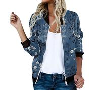 Bomber Donna Estivo,Giubbotto Primaverile Donna,Floreale Bomber a Manica Lunga Con Cerniera Stand Up Collar Outwear Cappotto Corto Primavera Giacca Estiva Giacca Per Il Tempo Libero Giacchetto