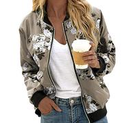 Bomber Donna Estivo,Giubbotto Primaverile Donna,Floreale Bomber a Manica Lunga Con Cerniera Stand Up Collar Outwear Cappotto Corto Primavera Giacca Estiva Giacca Per Il Tempo Libero Giacchetto