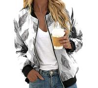 Bomber Donna Estivo,Giubbotto Primaverile Donna,Floreale Bomber a Manica Lunga Con Cerniera Stand Up Collar Outwear Cappotto Corto Primavera Giacca Estiva Giacca Per Il Tempo Libero Giacchetto