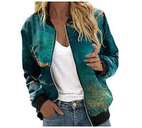 Bomber Donna Estivo,Giubbotto Primaverile Donna,Floreale Bomber a Manica Lunga Con Cerniera Stand Up Collar Outwear Cappotto Corto Primavera Giacca Estiva Giacca Per Il Tempo Libero Giacchetto