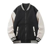 Bomber, giacca da baseball da uomo con colletto alto, calda, per il tempo libero, giacca per le mezze stagioni, con chiusura lampo, per l'autunno e l'aviatore Hip Hop, giacca sportiva a maniche lunghe