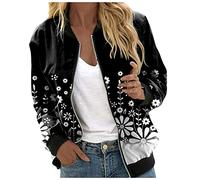 Bomber - Giacca da donna, con scollo rotondo e maniche lunghe, con imbottitura in taglio Old School classica, taglio regolare elastico, polsini alla moda casual