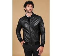 Bomber in Pelle Uomo Nero Vera Pelle Giacca Giubbotto Made in Italy