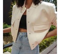 Bomber oversize in stile streetwear degli anni '90, con collo a baseball, tasche con patta, e bottoni automatici, di colore grigio, in stile moda per festival musicali L,M,S,XL,XSColore unicoTessuto r