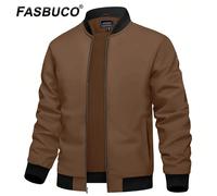 Bomber sottile da uomo con giacca a vento leggera con zip intera e tasche per la primavera e l'autunno Note: Consultare la descrizione del prodotto per maggiori dettagli sulle taglie.Materiale: Polies