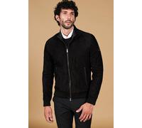 Bomber Vera Pelle Scamosciata Nera Uomo logo D'ARIENZO Made in Italy 106