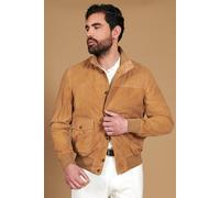 Bomber Vera Pelle Uomo Beige Giacca Renna Giubbotto Camoscio Alex