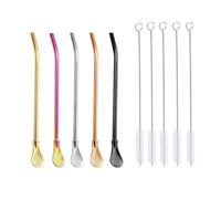 Bombilla - Cannucce Yerba Mate, riutilizzabili, colorate, in acciaio inox, per tè, caffè, cocktail, 20,8 cm, con 3 spazzole per la pulizia