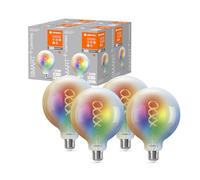 Bombilla LEDVANCE LED SMART+ WIFI, trasparente, 4,8 W, 470 lm, a forma di globo, diametro 125 mm, attacco E27, luce multicolore e bianca, regolabile, app o controllo vocale, confezione da 4