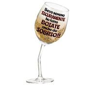 Bombo Bicchiere da Vino Divertente - “Bevo sereno, sicuramente ho fatto boiate anche da sobrio!!” - Calice Inclinato con Gambo Piegato - Idea Regalo Originale e Ironica