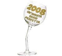 Bombo Bicchiere in vetro calice storto per compleanno 18 anni | capacità 440 ml, bicchiere vino personalizzato con scatola regalo rotonda, idea regalo originale