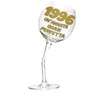Bombo Bicchiere in vetro calice storto per compleanno 30 anni | capacità 440 ml, bicchiere vino personalizzato con scatola regalo rotonda, idea regalo originale