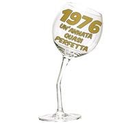 Bombo Bicchiere in vetro calice storto per compleanno 50 anni | capacità 440 ml, bicchiere vino personalizzato con scatola regalo rotonda, idea regalo originale