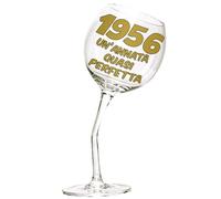Bombo Bicchiere in vetro calice storto per compleanno 70 anni | capacità 440 ml, bicchiere vino personalizzato con scatola regalo rotonda, idea regalo originale