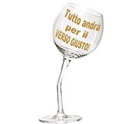 Bombo Bicchiere in vetro calice storto per la pensione uomo e donna | capacità 440 ml, bicchiere vino personalizzato con scatola regalo rotonda, idea regalo originale