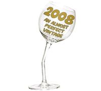 Bombo Bicchiere in vetro storto per compleanno 18 anni in lingua inglese | capacità 440 ml, calice vino personalizzato con scatola regalo rotonda, idea regalo originale