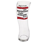 Bombo bicchiere ondeggiante, idee per compleanno originali e divertenti | È il mio compleanno… e voglio brindare fino a barcollare!, bicchiere birra in vetro trasparente, capacità 640 ml