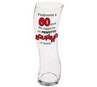 Bombo bicchiere ondeggiante - perfetto per i 60 anni! | idea regalo 60 anni uomo, bicchiere birra originale e divertente in vetro trasparente, capacità 640 ml