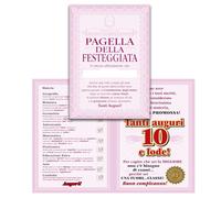 Bombo biglietto auguri compleanno donna, con busta, 30x21 cm | Pagella della festeggiata con voti e frasi simpatiche, biglietto compleanno divertente