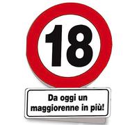 Bombo Biglietto compleanno auguri segnali 18 anni un maggiorenne