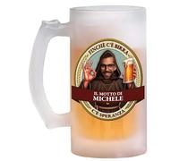 Bombo Boccale da birra in vetro personalizzato con il nome e la faccia del festeggiato etichetta Frate