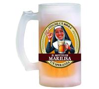 Bombo Boccale da birra in vetro personalizzato con il nome e la faccia della festeggiata etichetta Suora