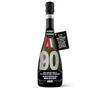 Bombo Bottiglia di Prosecco D.O.C. Millesimato regalo 90 anni uomo | etichetta personalizzata per compleanno, idea originale ed esclusiva per festeggiare un amico - 750 ml