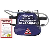 Bombo Casco Portalattine per festeggiare con scritta Ho visto cose che voi astemi non potete neanche immaginare - colore blu