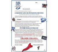 Bombo Certificato di Pensionamento per un amico con cornetto portafortuna