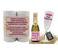 Bombo Idea regalo per festeggiare la Donna, Bottiglia di Vino Spumante da 20 cl più Bicchiere flûte Piegato