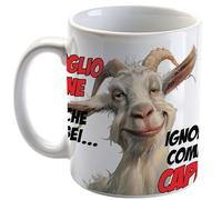 Bombo Tazza in ceramica con la frase “Ti voglio bene anche se… sei ignorante come una capra”
