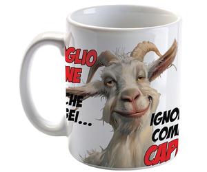 Bombo Tazza in ceramica con la frase “Ti voglio bene anche se… sei ignorante come una capra”
