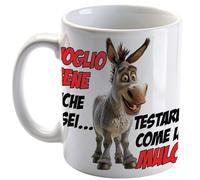 Bombo Tazza in ceramica con la frase “Ti voglio bene anche se… sei testardo come un mulo”
