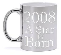 Bombo Tazza in Ceramica Metallizzata Argento per Compleanno 18 Anni A STAR IS BORN