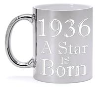 Bombo Tazza in Ceramica Metallizzata Argento per Compleanno 90 Anni A STAR IS BORN