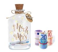 Bombola a LED per matrimonio, regalo di nozze personalizzato, Piggy Bank Wedding Gifts for Bride and Groom, Fresh Lover (MR & MRS)