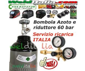 BOMBOLA AZOTO DA 5-7-10-14-50 LT.200 BAR ANCHE CON RIDUTTORE 60 BAR PER IMPIANTI