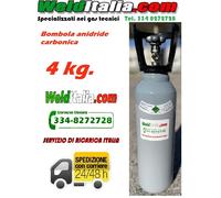 BOMBOLA CO2 ANIDRIDE CARBONICA ALIMENTARE GASATURA 4 KG. 5 LT CARICA PIENA