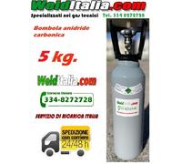 BOMBOLA CO2 ANIDRIDE CARBONICA ALIMENTARE GASATURA 5 KG. 7 LT CARICA PIENA