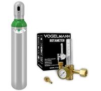 Bombola Gas Argon 4.8 piena 8L 1,5m3 con Regolatore Rotametro Vogelmann, servizio gas, set cilindro saldatore del gas