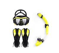 Bombola Pinne Professionali for Adulti Occhiali da Sub Snorkeling Snorkeling Tuta in Tre Pezzi Maschera in Vetro Temperato Antiappannamento in Silicone Stabilità ultraelevata(Golden)
