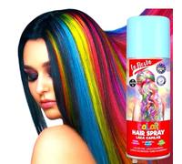 bombolette Spray da 125 ml di Colore Arancio temporaneo per Capelli, colora i Tuoi Capelli per Feste Party e Eventi sia per Bambini e Ragazzi lacca Colorata e Glitterata (Celeste)