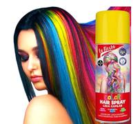 bombolette Spray da 125 ml di Colore Arancio temporaneo per Capelli, colora i Tuoi Capelli per Feste Party e Eventi sia per Bambini e Ragazzi lacca Colorata e Glitterata (Giallo)
