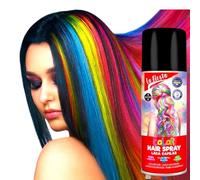bombolette Spray da 125 ml di Colore Arancio temporaneo per Capelli, colora i Tuoi Capelli per Feste Party e Eventi sia per Bambini e Ragazzi lacca Colorata e Glitterata (Nero)