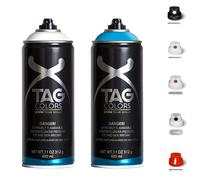 Bombolette Spray Graffiti AZZURRO BIANCO 400ml SCUDETTO NAPOLI Vernice + Testine